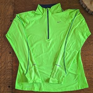 Bright yellow/green Nike Large Drifit Long sleeve quarter zip